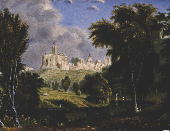 WARKWORTH CASTLE, NORTHUMBERLAND, a landscape miniature by J.Owen, c.1810-20