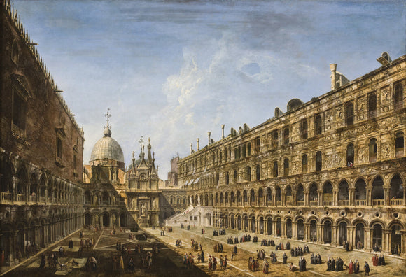 VIEW OF THE COURTYARD OF THE DOGE'S PALACE LOOKING TOWARDS THE BASILICA OF ST. MARKS AND THE GIANT STEPS, Michele Marieschi (Venice 1710 - 1743)