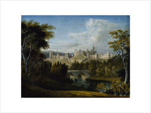 ALNWICK CASTLE, NORTHUMBERLAND a landscape miniature by J.Owen, c.1810-20