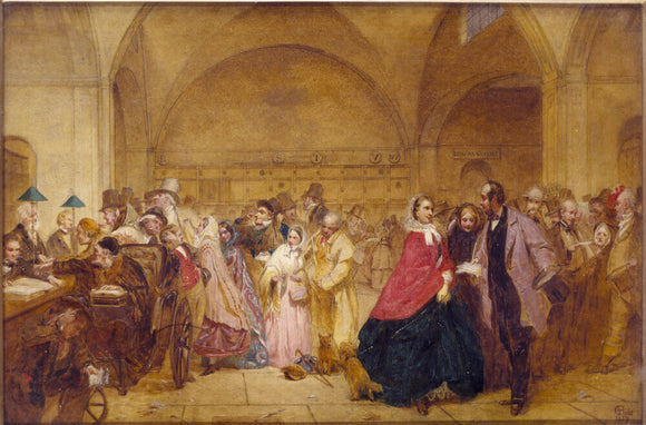 DIVIDEND DAY AT THE BANK OF ENGLAND by George Elgar Hicks (1824-?1914)