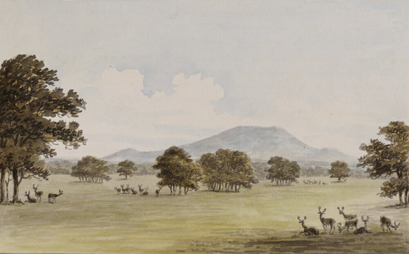 THE APPROACH FROM THE WEST, plate VIII, from Repton's Red Book at Attingham Park