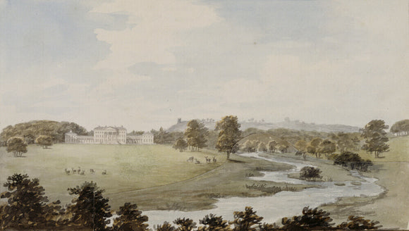 VIEW FROM TERN BRIDGE, plate V, from Repton's Red Book at Attingham Park - Before