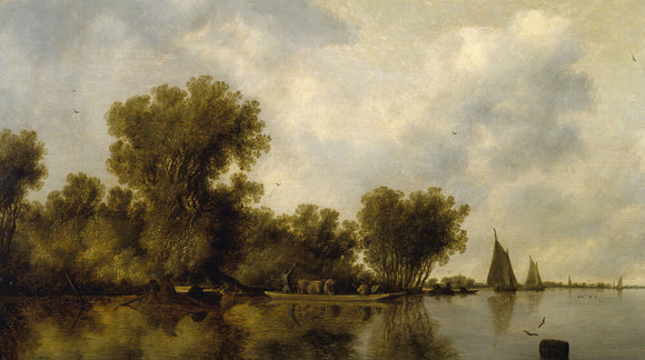 RIVER SCENE by Salomon van Ruysdael (1600-70) from the North Gallery at Petworth House (Dec 1992)