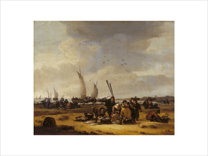 FISHERMEN ON A BEACH by Egbert van de Poel (1621-1664) from the Cabinet at Felbrigg Hall