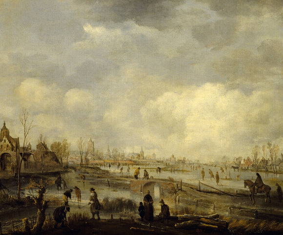A TOWN ON A FROZEN RIVER by Aert van der Neer (1603/4-1677)