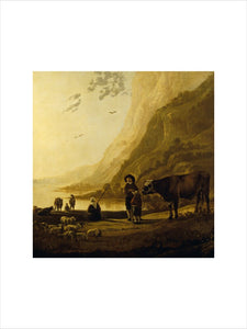 LANDSCAPE WITH A HERDSMAN AND BULL by Albert Cuyp (1620-1691) from the Corridor at Polesden Lacey