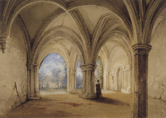 THE CLOISTERS AT LACOCK ABBEY by Nicholas Condy (1793-1857) in the Painting Room at Lacock Abbey