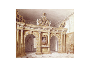 THE SCREEN IN THE GREAT HALL AT MONTACUTE by C J Richardson 1834