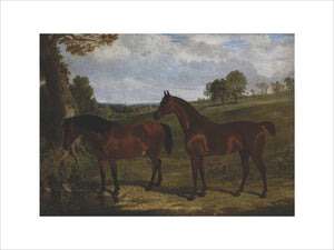 A Bay Horse and Pony in a Landscape