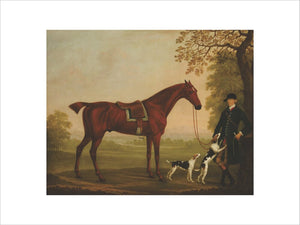 A Horse in Landscape with his Groom and Two Hounds