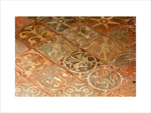 Medieval floor tiles from the priory of Austin Canons at Mottisfont Abbey