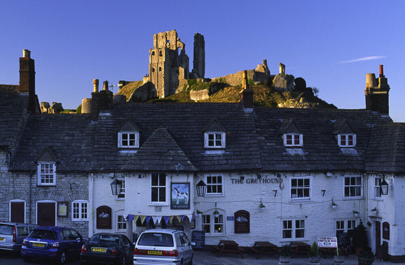 The thousand-year-old Corfe Castle at Wareham, Dorset, UK