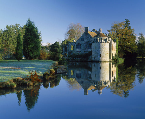 A view of Scotney Castle, taken on a frosty bright clear day