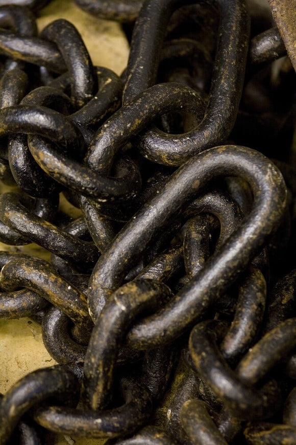 Close up of chains used at Dolaucothi Gold Mines, Llanwrda, Carmarthenshire