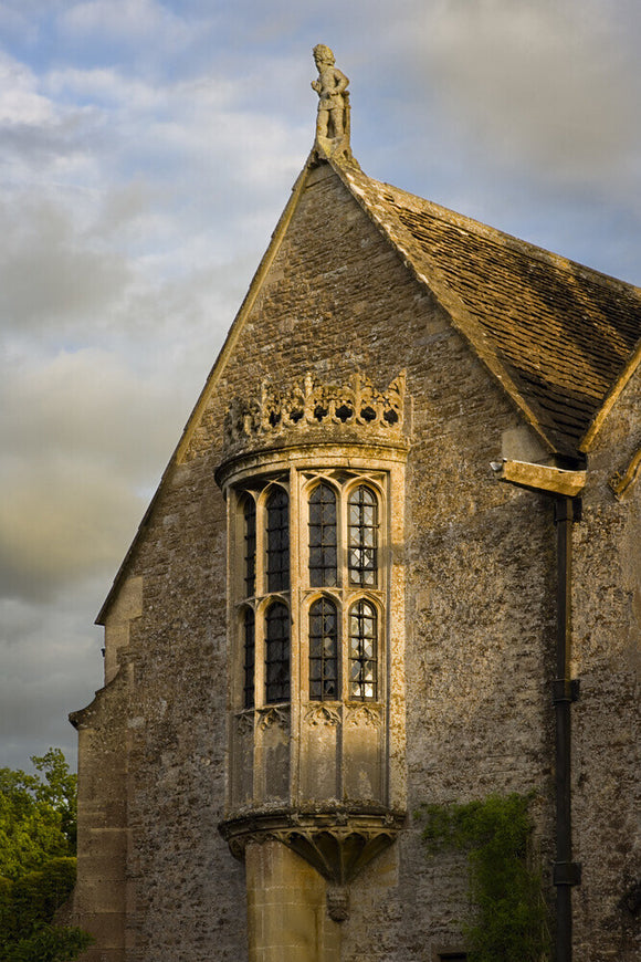 The East Oriel window which lights the Solar at the fifteenth-century Great Chalfield Manor, Wiltshire