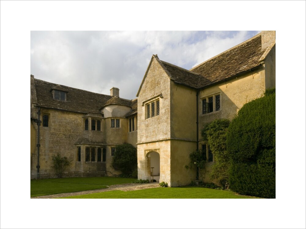 The South front of the late fifteenth-century house, Westwood Manor, a ...