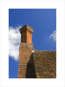 Detail of the chimney at Lower Brockhampton House, the medieval manor house on the Brockhampton Estate in Worcestershire