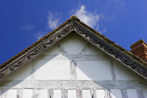 Detail of the front gable at Lower Brockhampton House