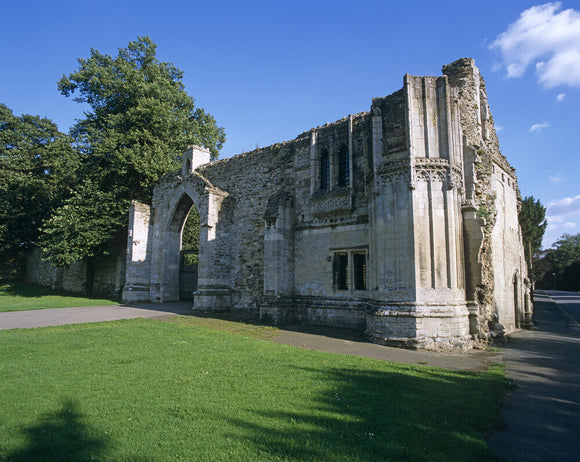 The south front of the ruins of Ramsey Abbey Gatehouse