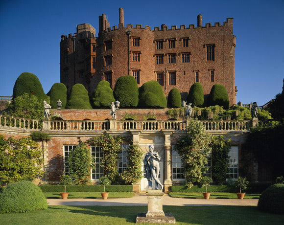 View of the Orangery with Powis Castle in the background