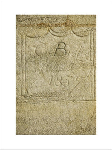 Nineteenth century initials and graffiti etched into the stonework of Lyveden New Bield, Peterborough, Northamptonshire