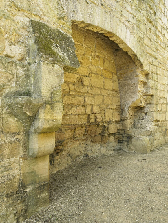The 13 foot-wide fireplace in the south wall of the Kitchen at Bodiam Castle, East Sussex, built between 1385 and 1388