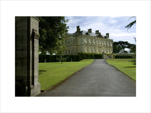 The drive and eighteenth century neo-classical mansion at Buscot Park, Oxfordshire