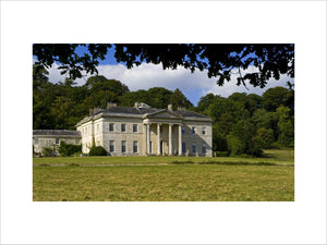 The South front of Philipps House, designed in 1820 by Jeffry Wyatville for William Wyndham in neo-Grecian style, set in Dinton Park, Salisbury, Wiltshire