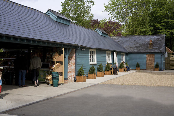 Exterior of the Farm Shop, converted from the stables, at Polesden Lacey, Surrey