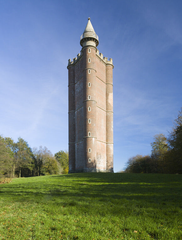 The triangular Alfred's Tower at Stourhead is two miles north- west of the garden on Kingsettle Hill on the spot where King Alfred raised his standard in 879