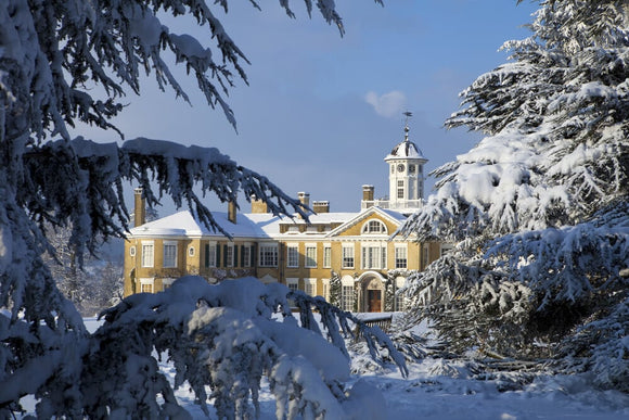 Polesden Lacey, a Regency country house near Dorking, Surrey, in the snow