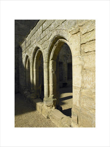 The three arches of the Screens Passage at Bodiam Castle, East Sussex, built between 1385 and 1388
