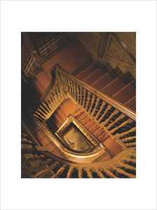 The beautiful Georgian staircase at Buckland Abbey, seen from directly above.