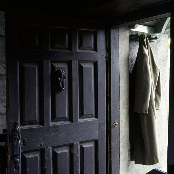 Close view of the substantial oak front door at Hill Top