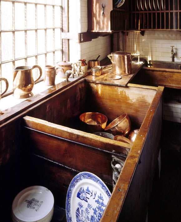 The sinks, made of teak and water resistant, in the Scullery at Tatton Park