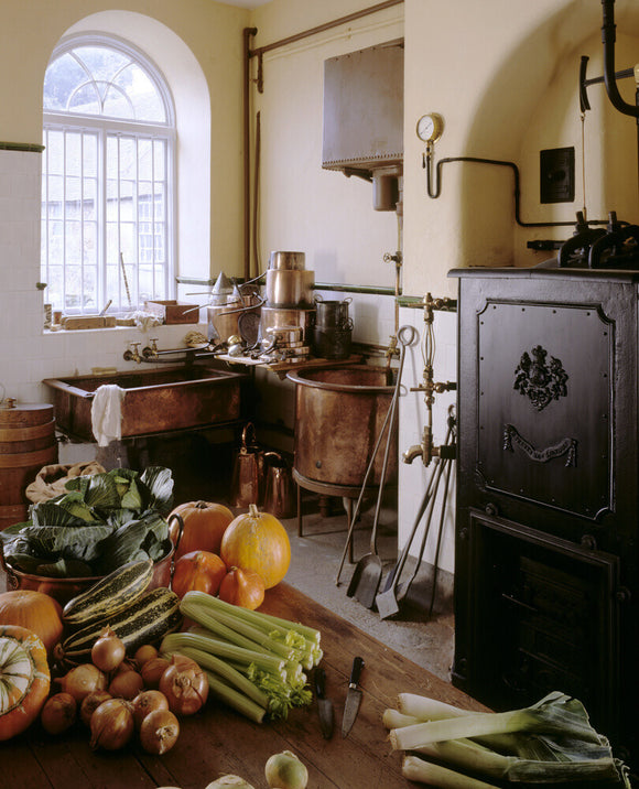 A corner of the Scullery, showing the boiler, the copper & sink at Petworth