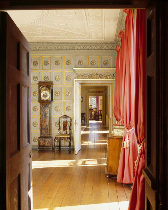 View from the Oak Room door into the Blue Room, and on into the Drawing Room and Library at Croft Castle