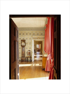 View from the Oak Room door into the Blue Room, and on into the Drawing Room and Library at Croft Castle