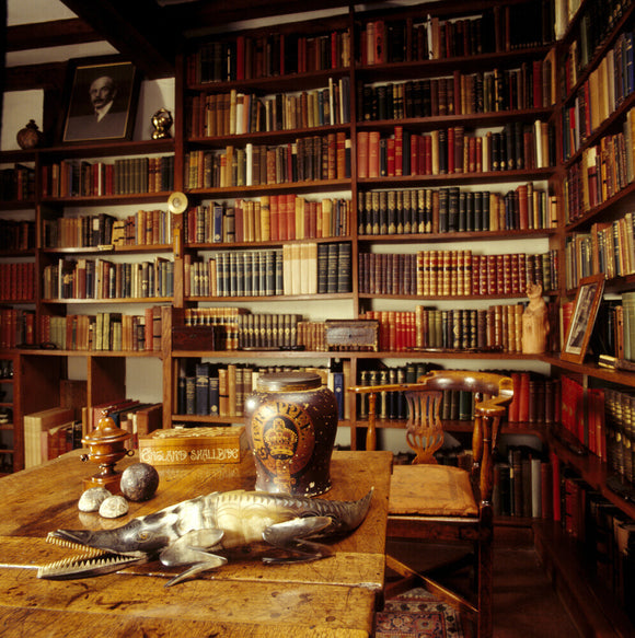 The walls of the Study at Bateman's,  lined with books