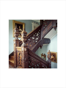 View of the staircase from the 1st floor landing at Benthall Hall