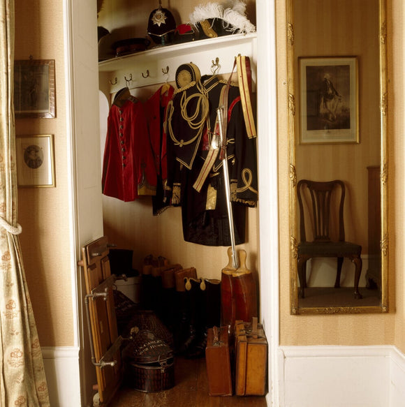 An open closet in the White Dressing Room