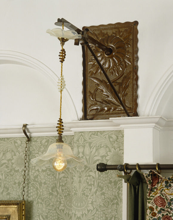 Philip Webb light fitting in the Drawing Room at Standen, West Sussex