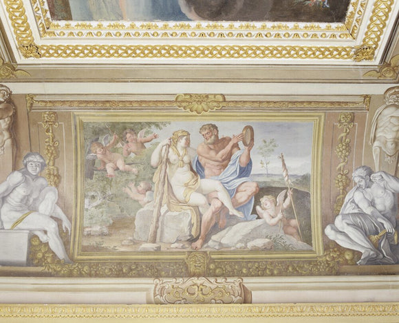 View of a ceiling fresco depicting Hercules & Omphale, painted by Guiseppe Mattia Borgnis (1701-61) from a painting in the Palazzo Farnese in Rome in the Ionic Temple at Rievaulx Terrace