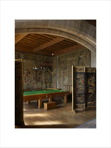 Billard table by Burroughs & Watts, built to Edwin Lutyens' design, in the Billiard Room at Castle Drogo, Devon