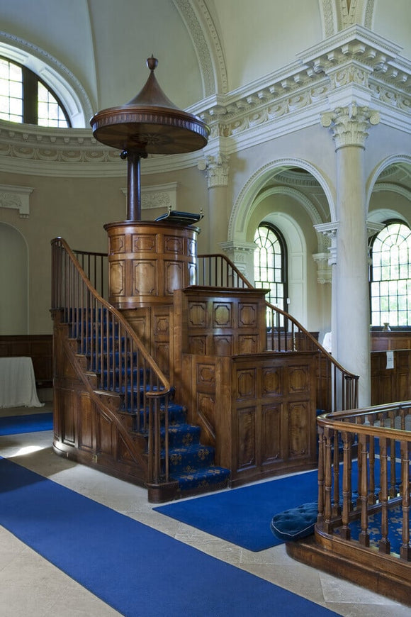 Inside the Palladian Chapel, begun in 1760 to the design of James Paine, at Gibside, Newcastle upon Tyne
