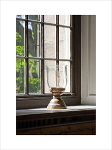 A lamp in the window of the Chapel, begun in 1760 to the design of James Paine, at Gibside, Newcastle upon Tyne