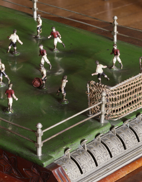 A table football game, probably German, made about 1900, in the Library at Castle Drogo, Devon