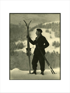 Edward Chambré Hardman with Skis